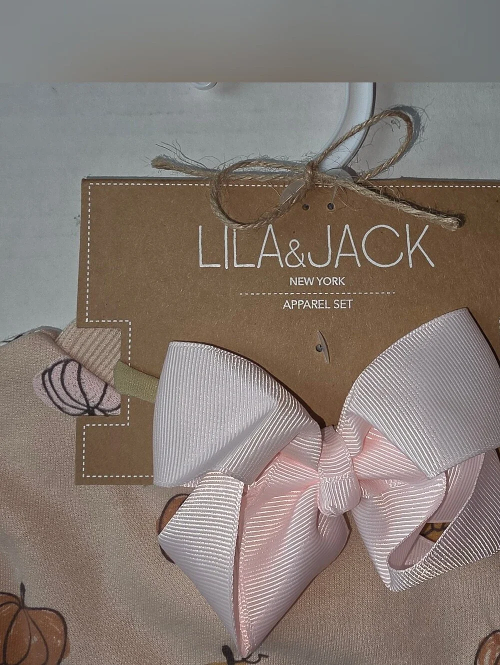 Lila & Jack NY Pumpkin Print Baby 4 Pc  Set Sz 6-9 Mnths- Pink & Pumpkin